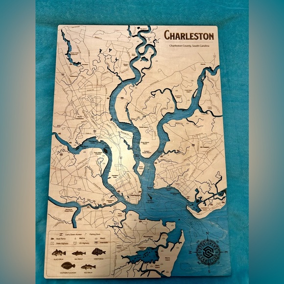 Custom wood engraved map
